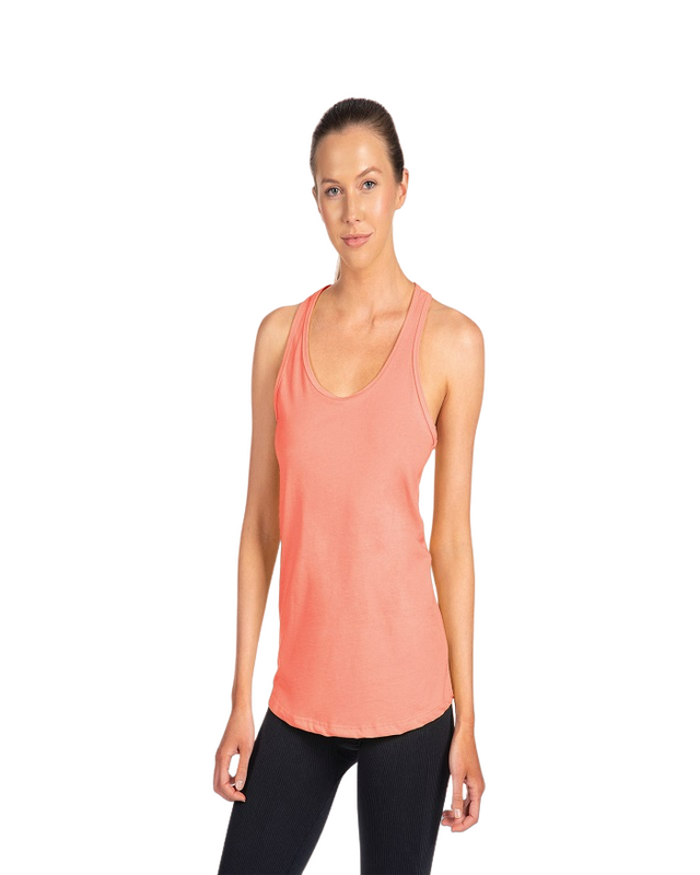 Next Level Women Racerback Tank Top Cotton Poly Jersey - Light Orange, Racerback, 30 Singles, 135 Grams, 4.0 Oz (1 Unit)