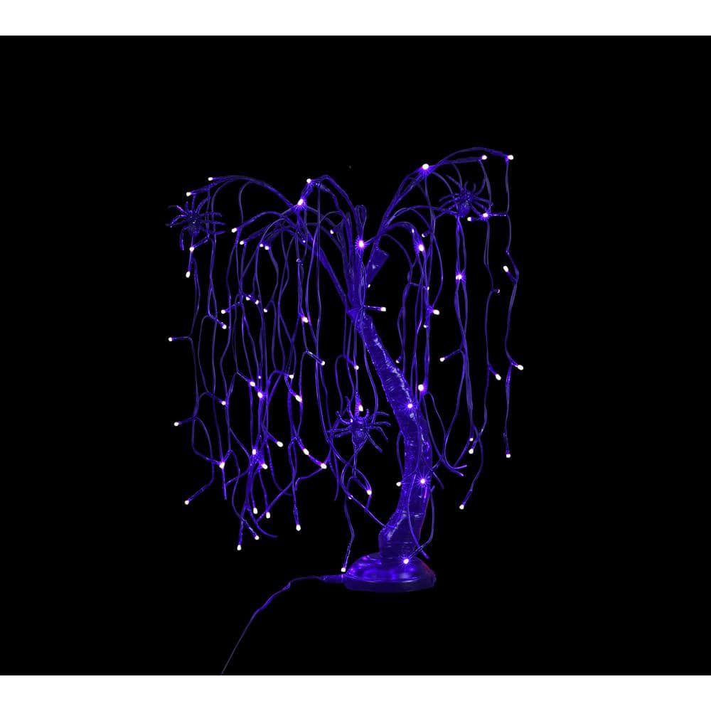 2 ft Purple Pre-Lit LED Willow Halloween Tree