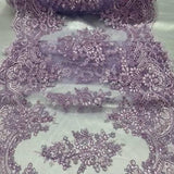 VT-14 Sequin Lace Fabric - Embroidered Mesh, Scalloped Edge, 20.08" Width