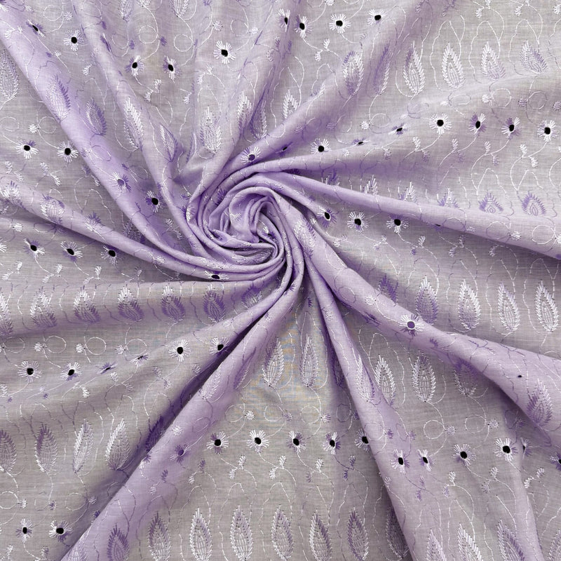 Lilac Medium Eyelet Polyester Cotton Fabric - Lilac, Small Eyelets, 41"-42" Width
