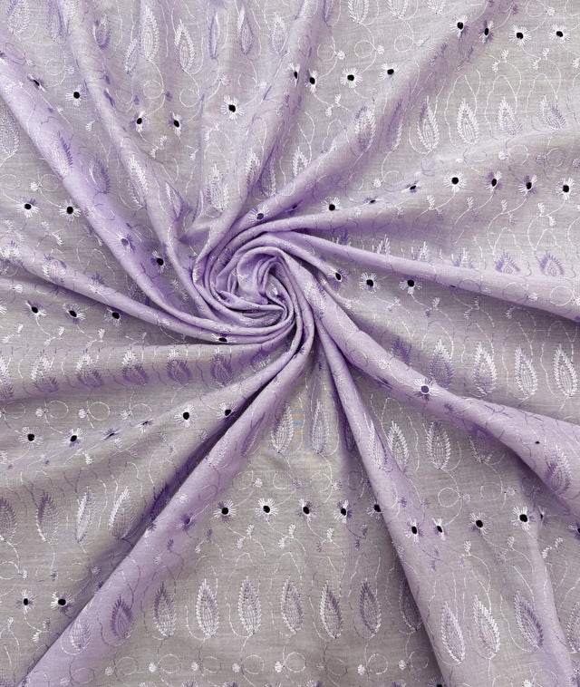 Lilac Medium Eyelet Polyester Cotton Fabric - Lilac, Small Eyelets, 41"-42" Width