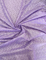 Heavy Eyelet Lilac Polyester Cotton Fabric - Lilac Floral Embroidery, 41"- 42" Width
