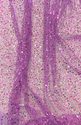 BPS Mesh Lace Polyester Fabric - Lilac Beads, Pearls, Sequins, 60" Width, 54" Design Width (1 Yard)