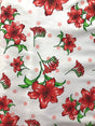 Lilies Dotted White Polyester Cotton Fabric - White Floral Print, 59/60" Width (1 Yard)