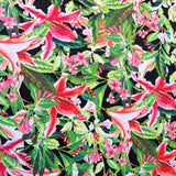 Swim Knit Nylon Spandex Lily Garden on Black
