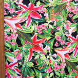 Swim Knit Nylon Spandex Lily Garden on Black