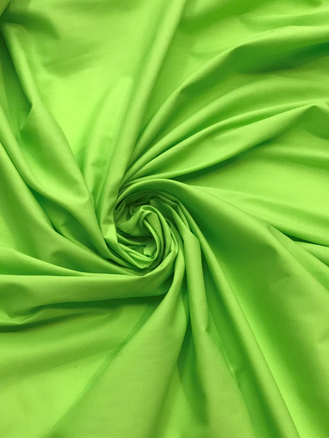 Lime P/C Polycotton Fabric - Lime, Broadcloth, 59/60" Width (1 Yard)
