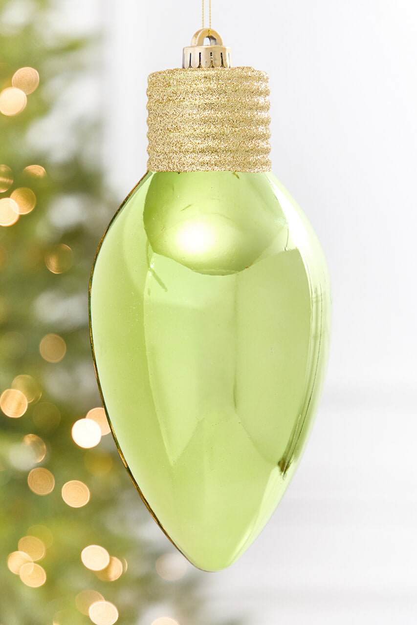 9" Metallic Lime Green Light Bulb Ornament