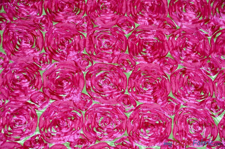 Rosette Satin Polyester Fabric - 3D Satin Floral Embroidery, 52/54" Width (Yards, Bolts, Sample Swatch)