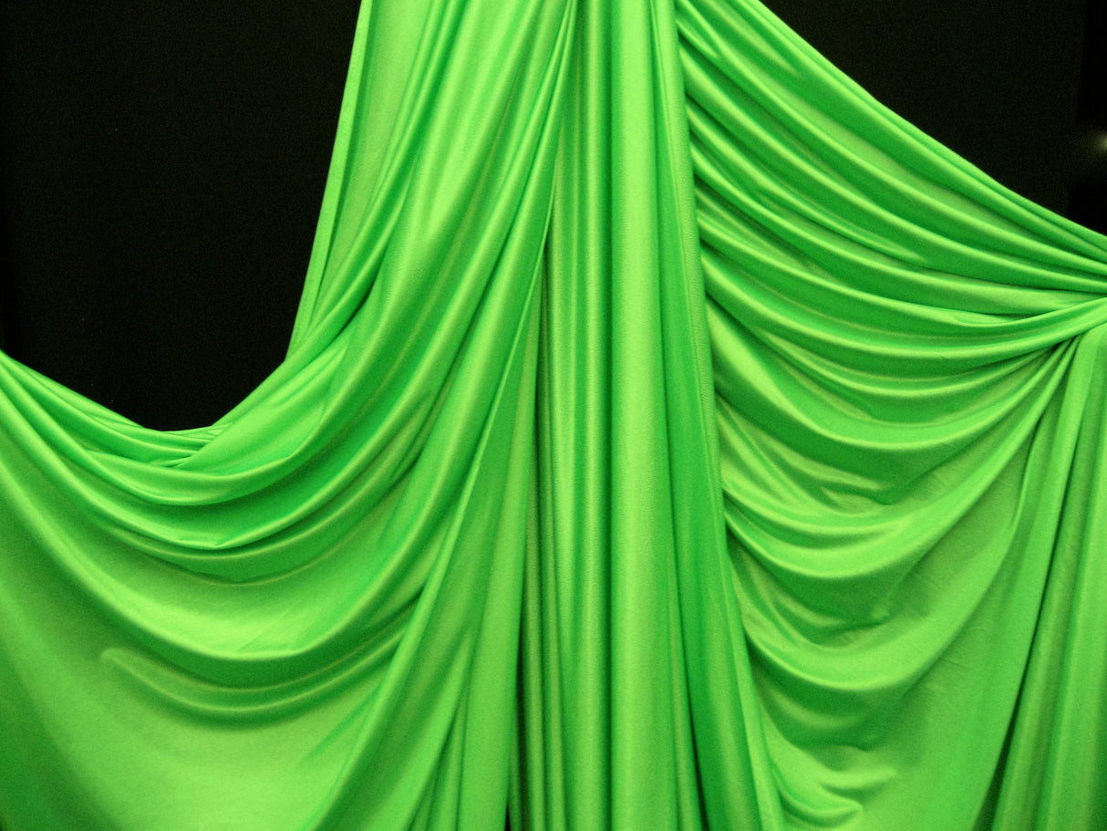 Low Stretch Lime Green Polyester Fabric - Lime Green, 40 Denier Tricot, 108-120" Width (1 Yard)
