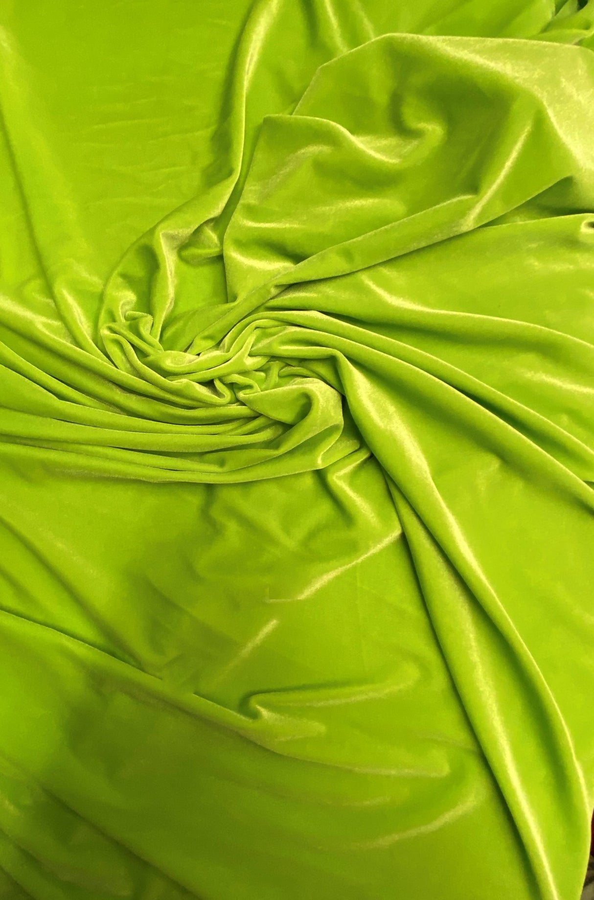 Lime Green Stretch Velvet Fabric - Lime Green, 58"-60" Width (1 Yard)