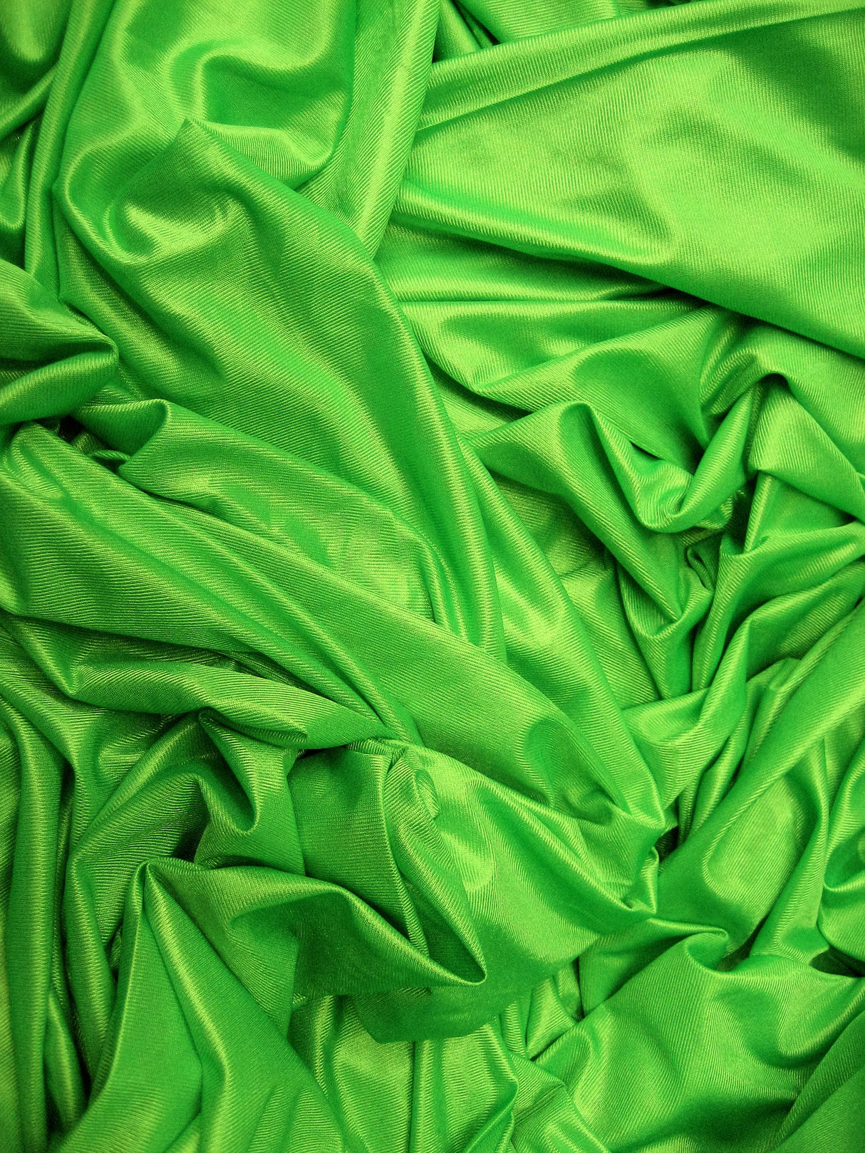 Low Stretch Lime Green Polyester Fabric - Lime Green, 40 Denier Tricot, 108-120" Width (1 Yard)
