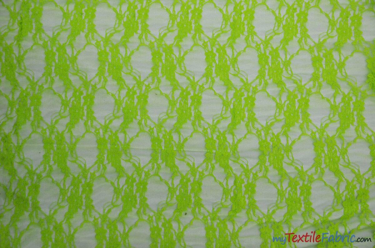 Giselle Floral Lace Polyester Spandex Fabric - Sheer Vintage Stretch Lace, 58/60" Width, Multiple Colors (1 Yard)