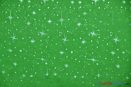 Shooting Star Foil Organza Polyester Fabric - Sheer Silver Metallic Star, 58/60" Width (1 Yard)