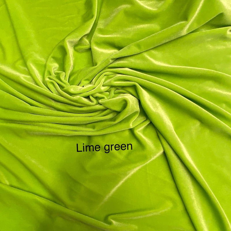Lime Green Stretch Velvet Fabric - Lime Green, 58"-60" Width (1 Yard)