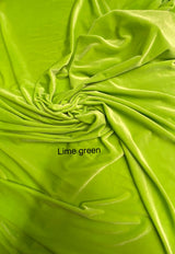 Lime Green Stretch Velvet Fabric - Lime Green, 58"-60" Width (1 Yard)