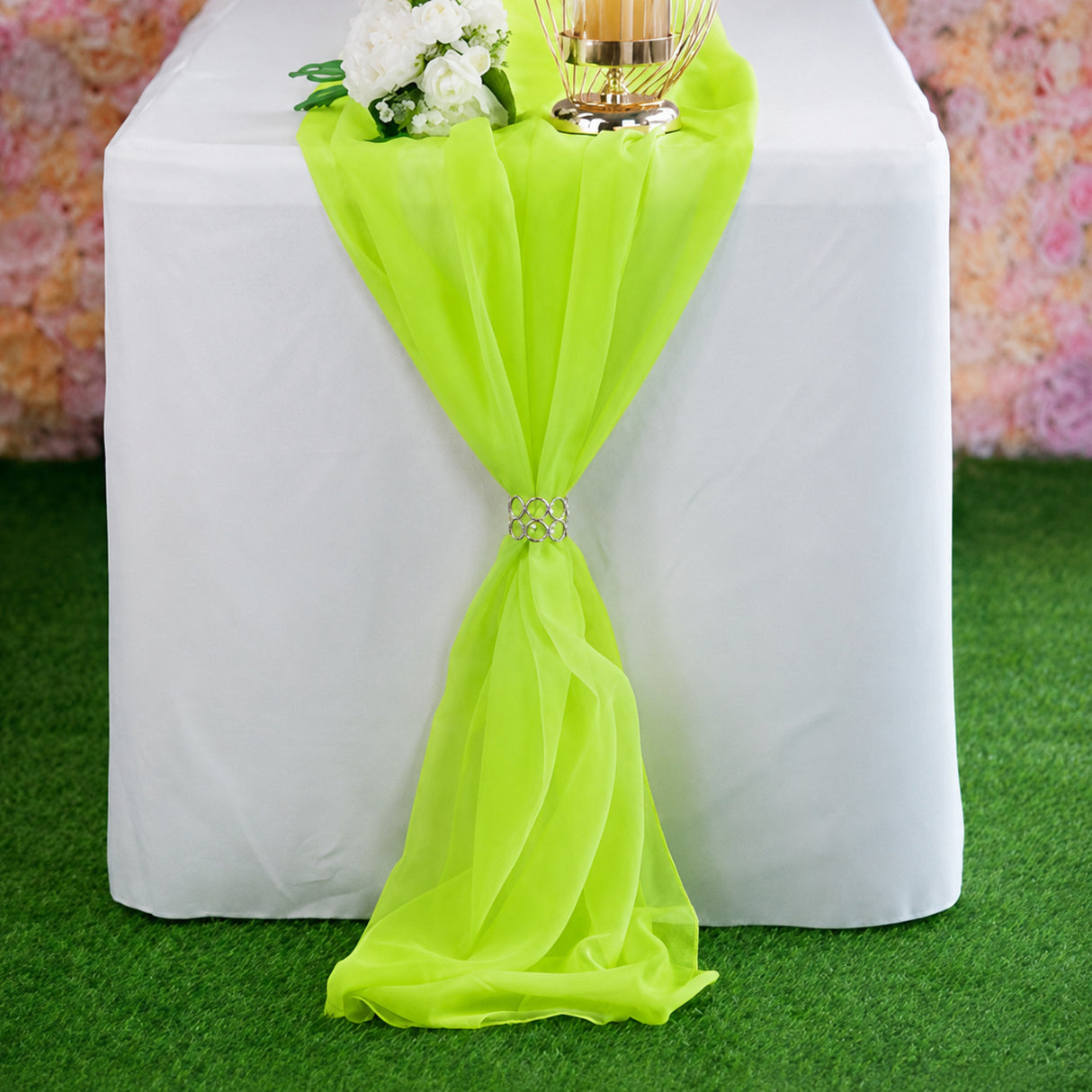 Chiffon Table Runner Polyester Fabric - Sheer, 14" X 120", Extra Long (1 Runner)