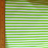 Cotton Lycra Knit Fabric Lime and White 1/4" Stripes