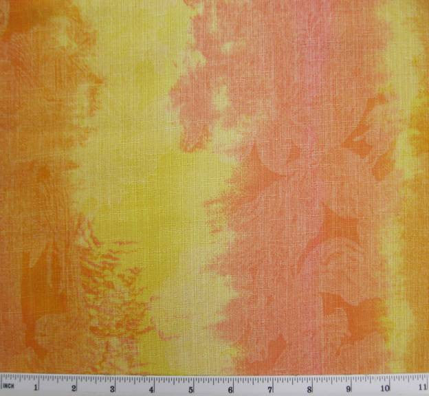 Linea Fabric 100 Percent Polyester Fabric - Orange/Yellow, Linen-Like Print, 58/60" Width