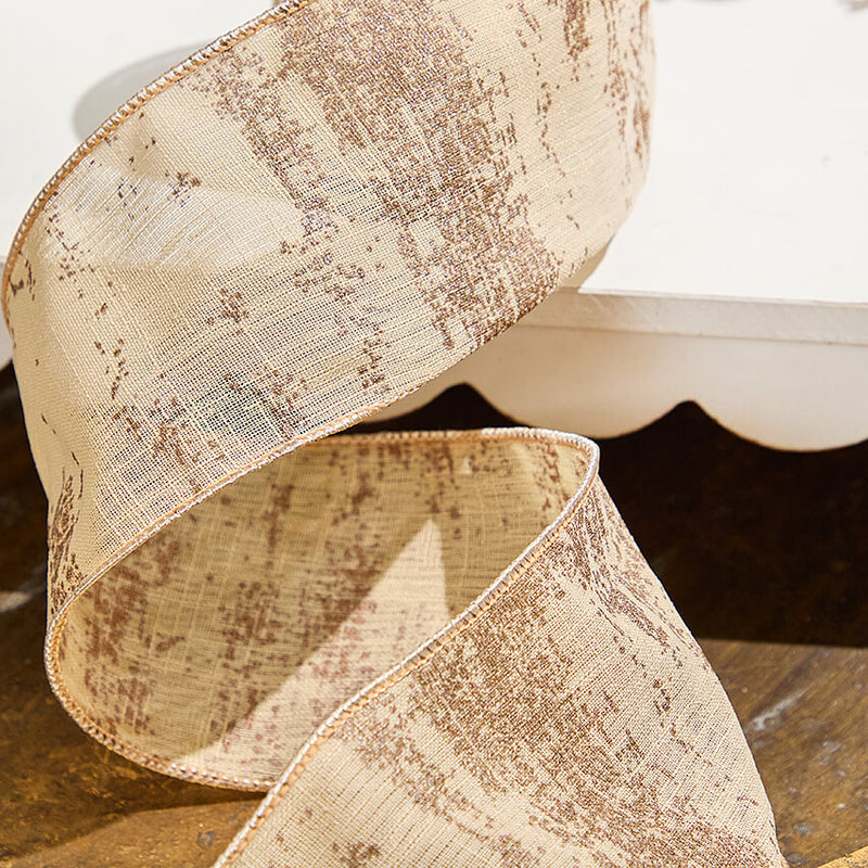 4" x 5 Yard Gold Jacquard Dupion Ribbon