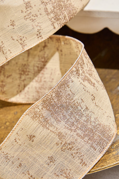 4" x 5 Yard Gold Jacquard Dupion Ribbon