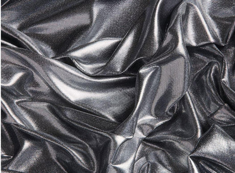 Soft Liquid Lame Stretch Fabric - White Gold, White Silver, Black Gold, Black Silver, 40" Cuttable, 45" Width (1 Yard)