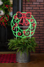 23" Wreath With Swirl Lit Neon Sign Metal Yard Stake