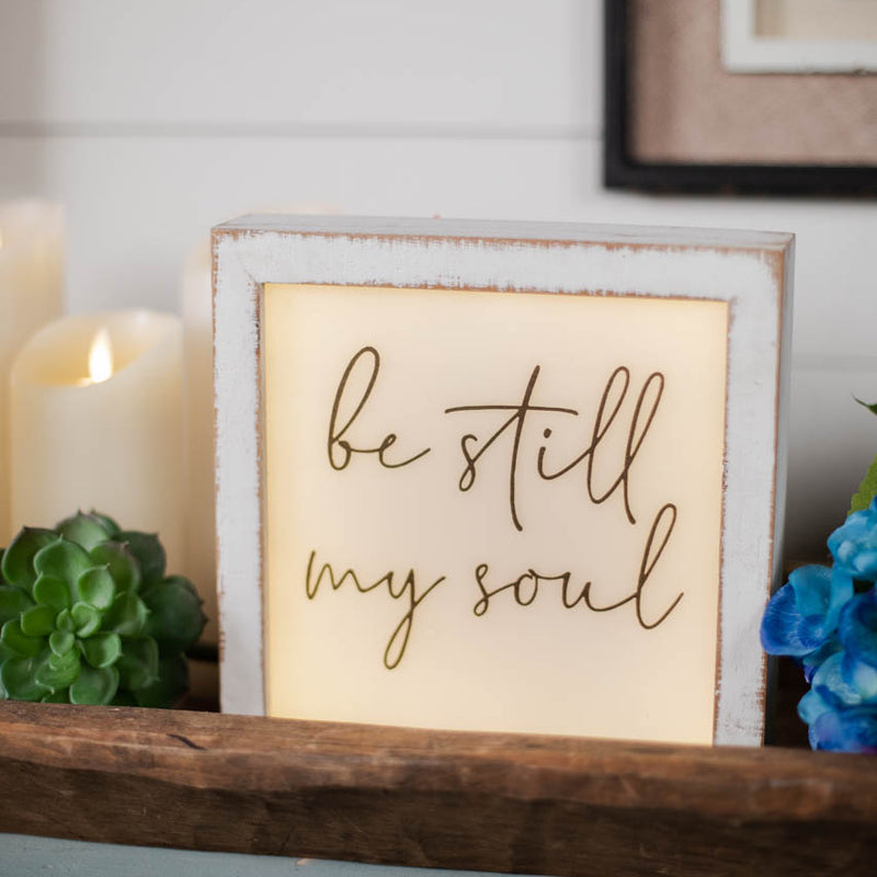 9" Square White Wood Plaque with LED Lights