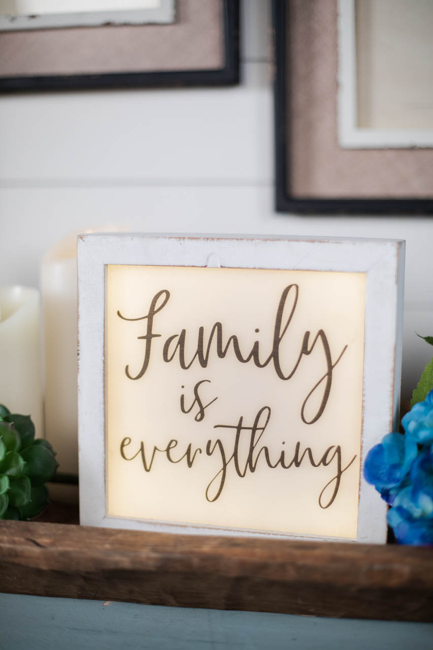 9" Square White Wood Plaque with LED Lights