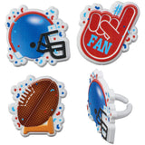 Football Assortment Helmet, #1 Fan and Football with Goal Cupcake Rings set of 144