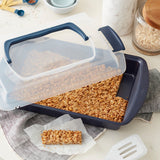 Wilton Diamond-Infused Non-Stick Navy Blue Oblong Pan with Cover, 9 x 13-inch