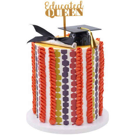 Graduation Black Grad Cap with Tassels Layon Cake - 12 set