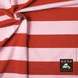 Organic Cotton Lycra Knit Fabric Powder Pink and Ketchup Wide Stripe