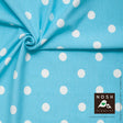 Cotton Lycra Knit Natural Polka Dots Capri Blue