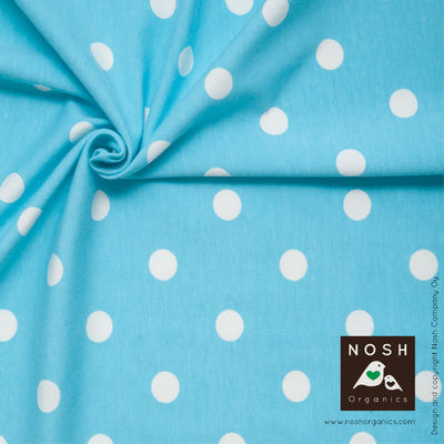Cotton Lycra Knit Natural Polka Dots Capri Blue