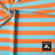 Organic Cotton Lycra Knit Fabric Capri Blue/Persimmon Stripe