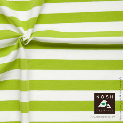 Organic Cotton Lycra Knit Lime/Natural Stripe