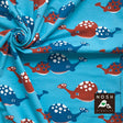 Cotton Lycra Knit Happy Whale Ketchup Colorway