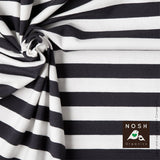 Organic Cotton Lycra Jersey Knit Graphite/Natural Stripe