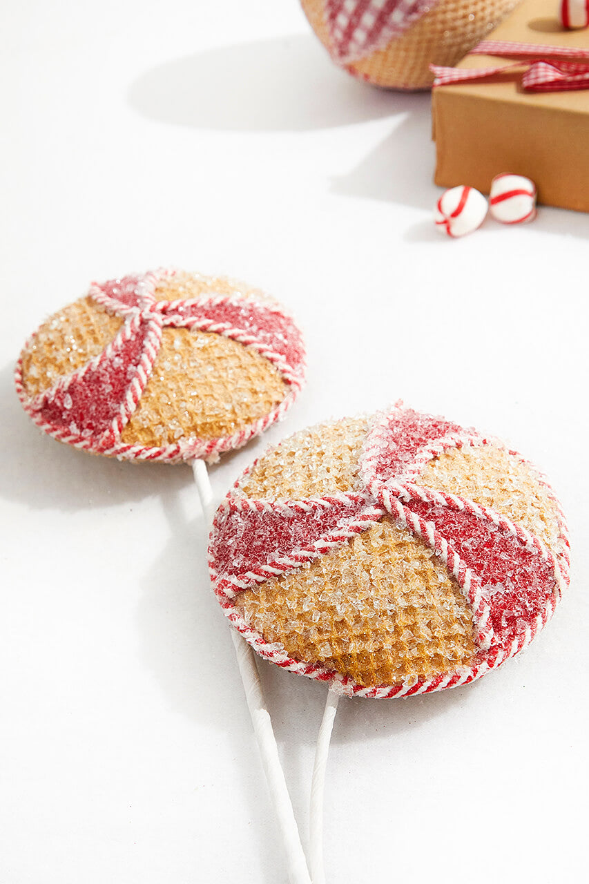 24 Inch Red and White Peppermint Stripe Waffle Spray
