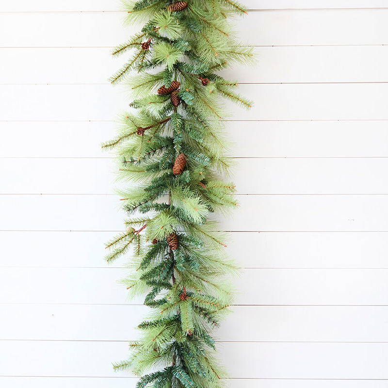 6 Foot Christmas Long Needle Mixed Pine Garland with Pinecones Holiday Mantel Decor