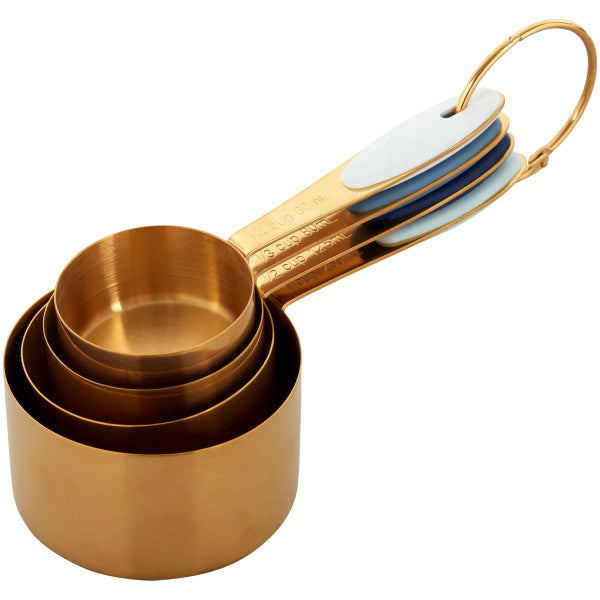 Wilton Navy and Gold Nesting Measuring Cups with Snap-On Ring, 4-Count