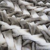 Soft Braided Look Cozy Faux Fur Fabric - Toned Mocha & Silver, Braided Look, 104" X 93" (Cal King/Eastern King - 104" X 93")