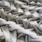Braided Black White & Mocha Faux Fur Blanket Soft Cozy Throw & Coverlet 50x60 inches
