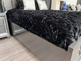 Braided Fluffy Faux Fur Chinchilla Fabric - Black Braided, 104" X 93" (Cal King/Eastern King - 104" X 93")