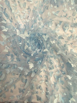 3D Butterflies Light Blue Polyester Mesh Fabric - Light Blue Butterflies, 54" Width (1 Yard)