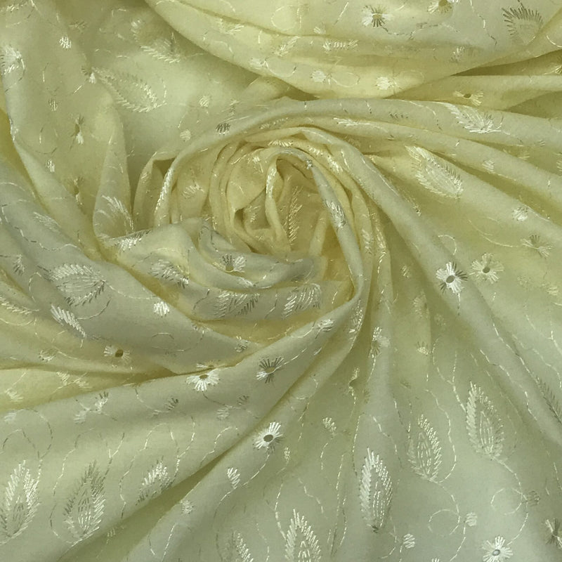 Lt Yellow Medium Eyelet 80% Polyester 20% Cotton Fabric - Light Yellow, Small Eyelets, 41"-42" Width