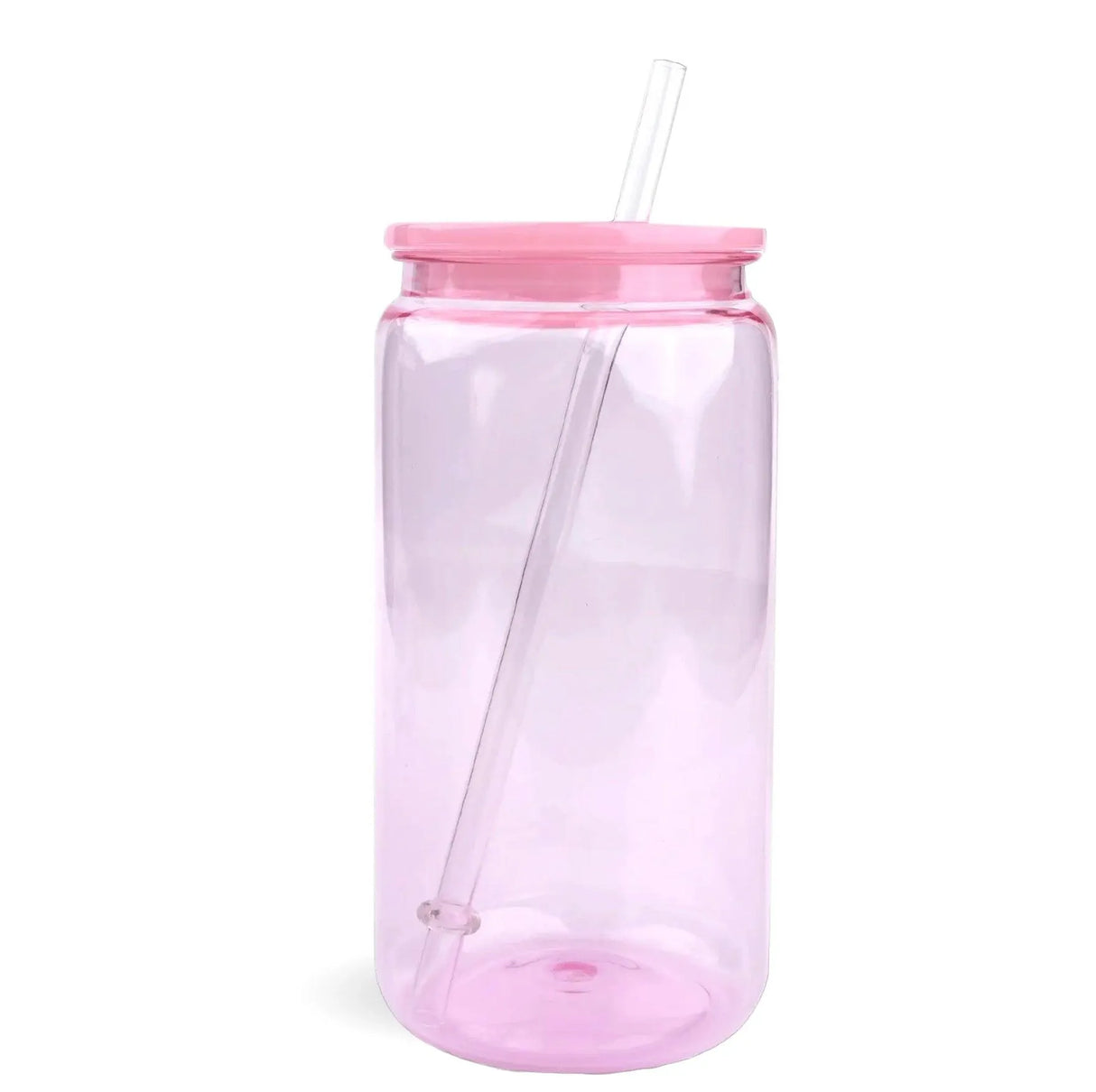 16 oz Plastic Can Transparent - Light Pink