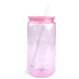 16 oz Plastic Can Transparent - Light Pink