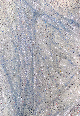 BPS Mesh Lace Light Blue Polyester Fabric - Beads, Pearls, Sequins, 60" Width